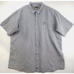 Weekender Shirt Mens 3XLT Gray Short Sleeve Zip Pockets Button-Up